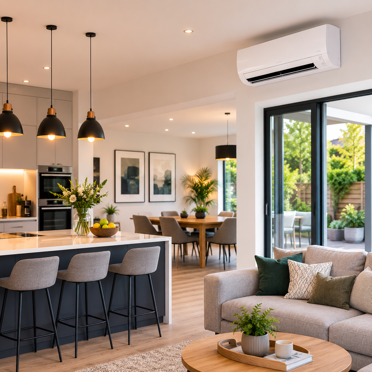 AC installation in a open: living space in a Fife home